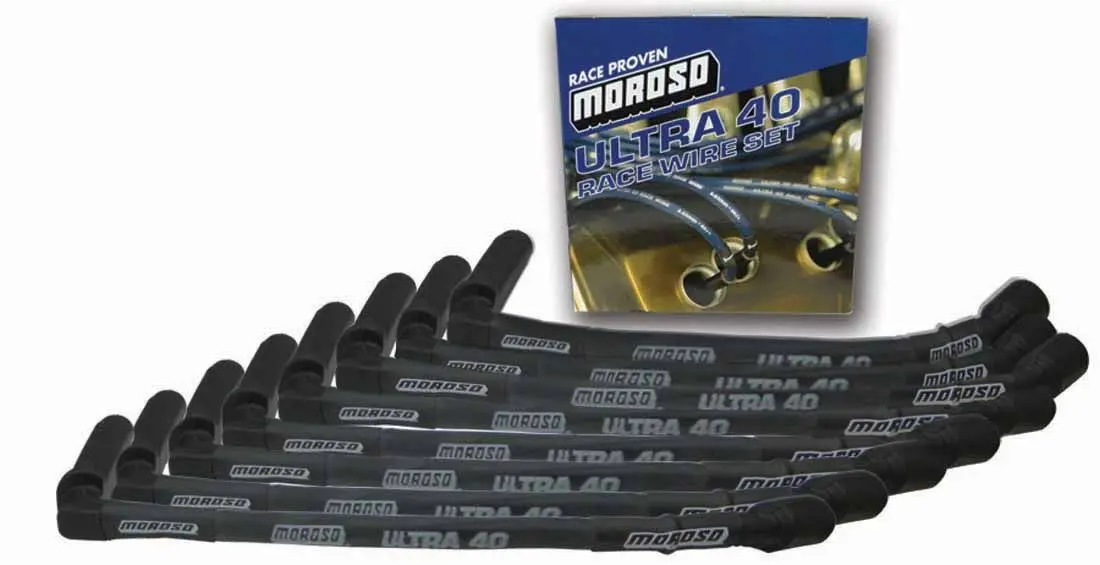 Moroso Ultra 40 Spark Plug Wire Set - Spiral Core - 7 Mm - Black - 135 Degree Plug Boots - Hei / Socket Style - Gm Ls-Series 73846 1