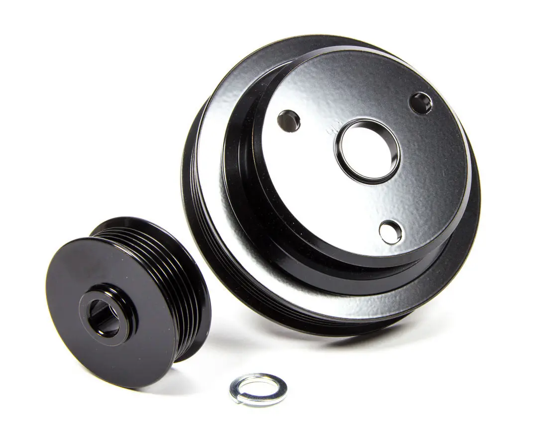 March Performance Performance Series 6-Rib Serpentine Aluminum Pulley Kit - Black - Short Water Pump - Small Block Chevy / V6 1