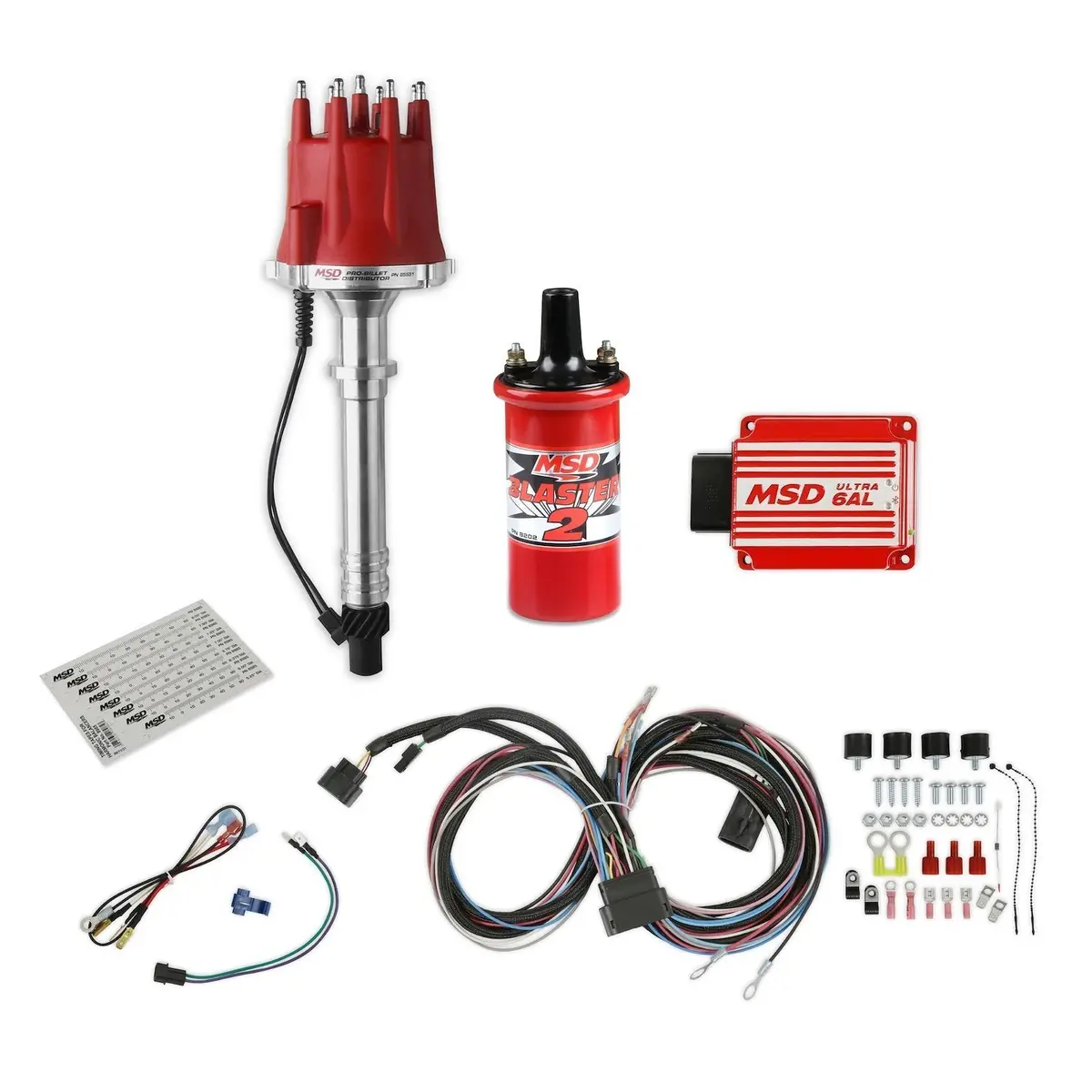 Msd Pro-Billet Distributor Bundle - Ultra 6Al Ignition Box - Blaster 2 Coil - Chevy V8 1