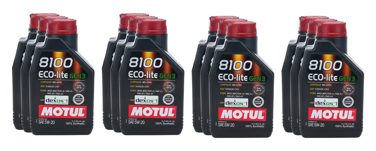 Motul 8100 Eco-Lite Gen3 5W20 Synthetic Motor Oil - 1 Liter Bottle (Case Of 12) 1