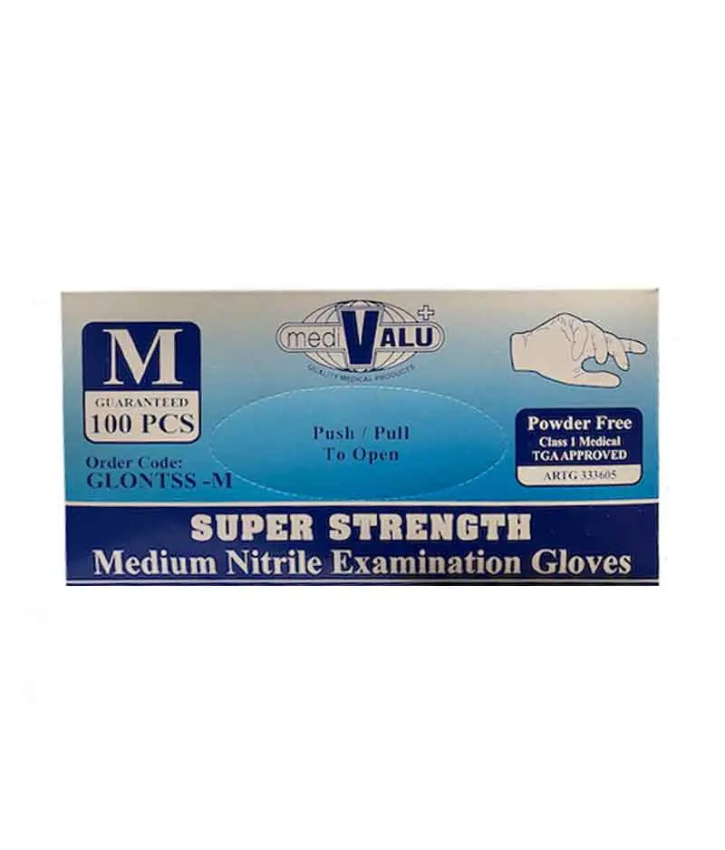 Maxvalu Nitrile Blue Gloves Super Strength Medium (100 Per Box) - 10 Boxes 1
