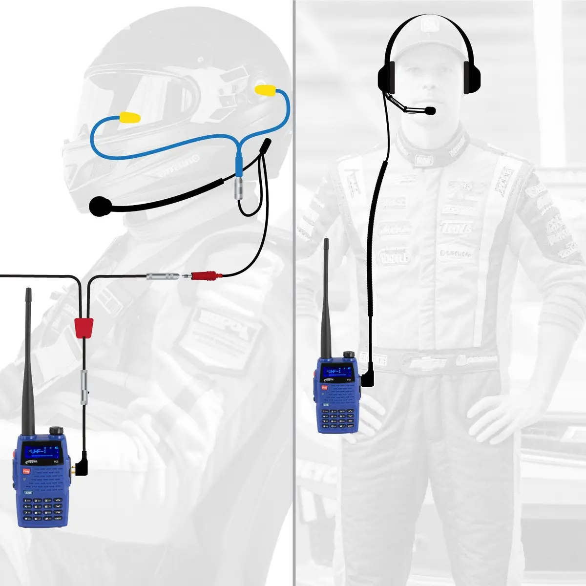 Rugged Radios Nascar Driver & Crew Chief Racing Kit /W V3 Radios 1