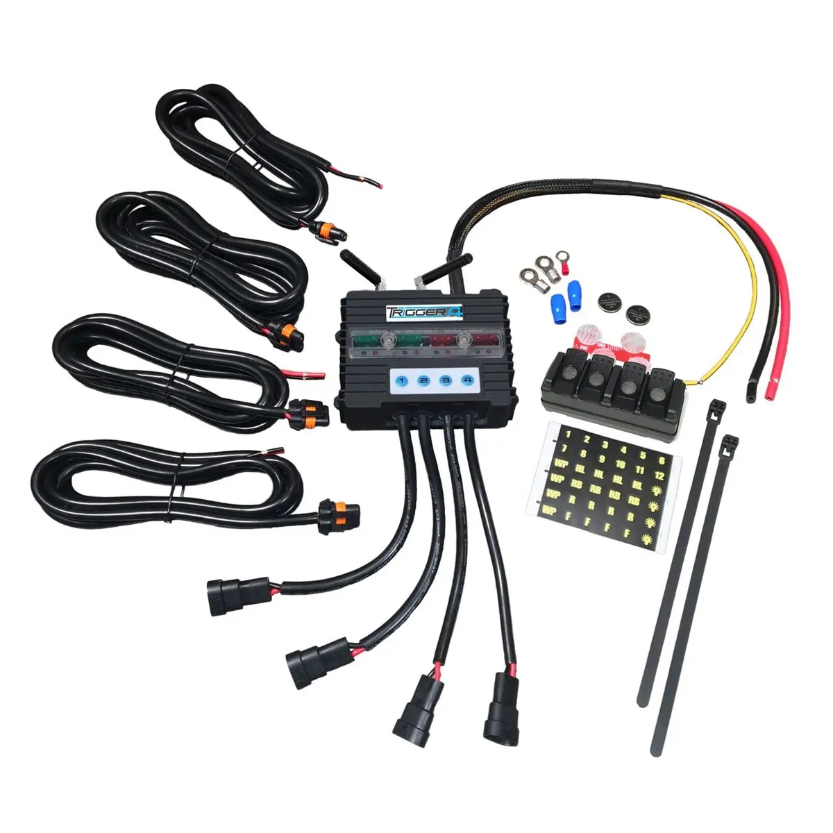 Oracle Lighting Technologies Trigger 4 Plus Switch Panel - 4 X 1.5 In - 4 Rockers - Red Indicator Lights - Black 2100 1