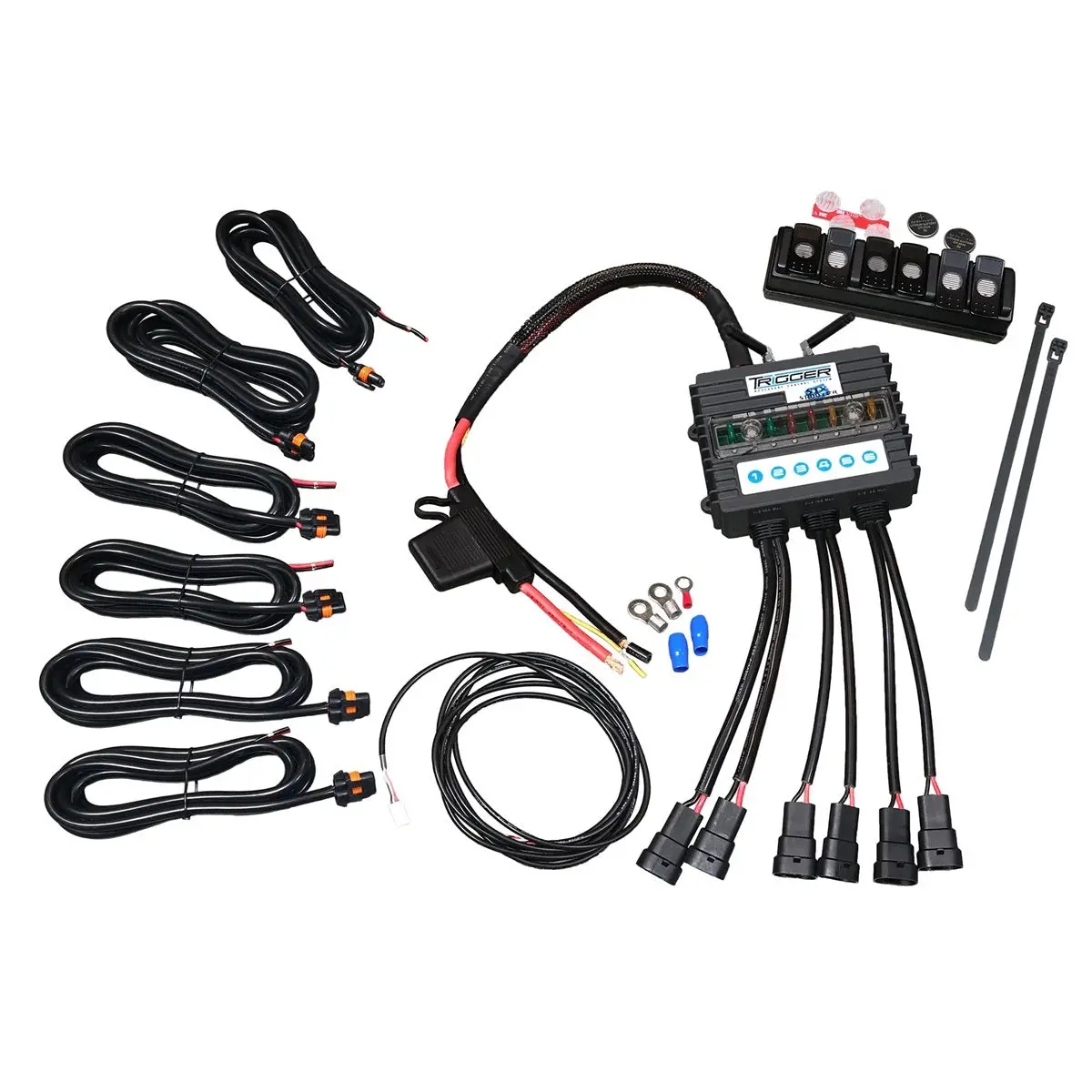 Oracle Lighting Technologies Trigger 6 Shooter Switch Panel - 5.875 X 1.5 In - 6 Rockers - Fused - Red Indicator Lights - Black - Ford Fullsize Truck 2015-2020 1