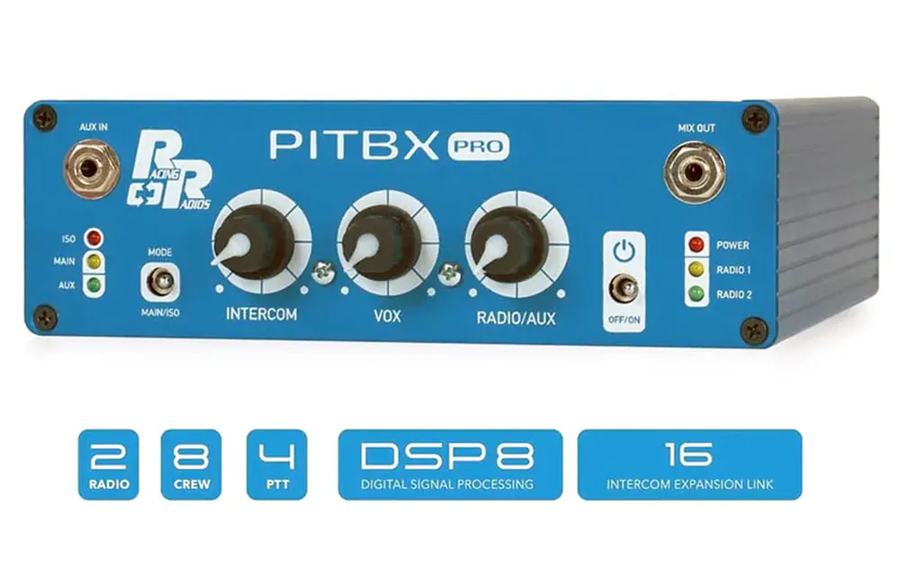 Racing Radios Pitbx Pro Intercom System | 8-Person Dsp 1