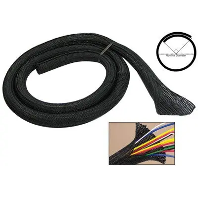 Split Braided Wrap Sleeving 3/4"W X 5Ft, Black (Pts-3/4-Bk-5) 1