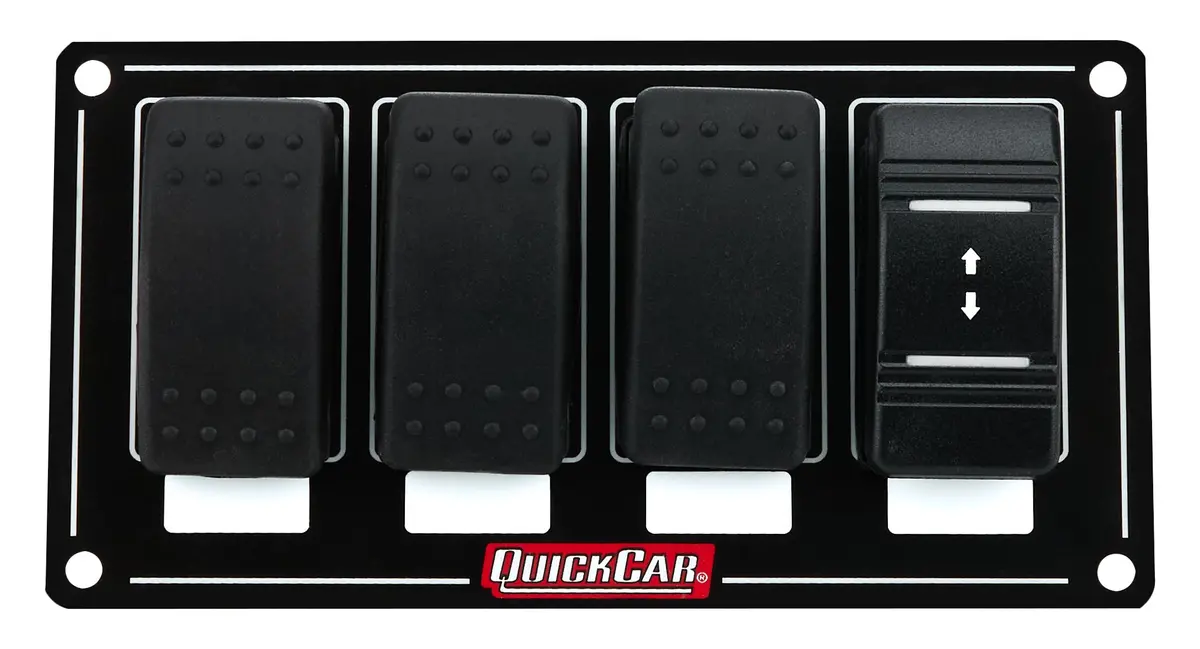 Quickcar Dash Mount Switch Panel - 5.75 X 3 In - 3 Rockers / 1 Momentary Rocker - Lighted - Black 1