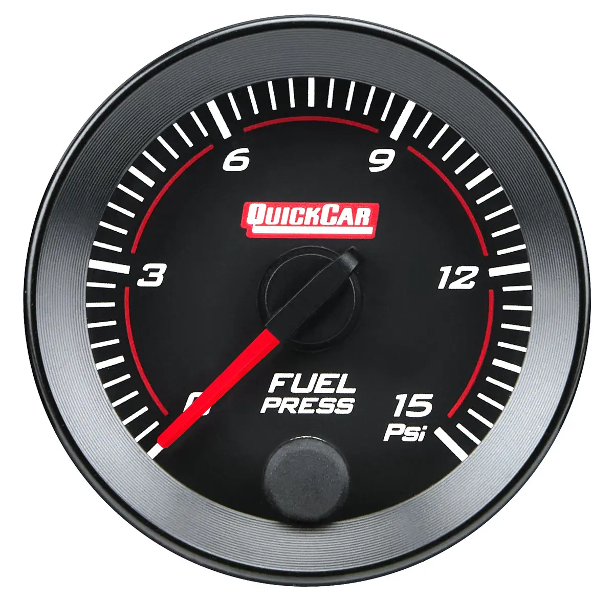 Quickcar Redline Fuel Pressure Gauge - 0-15 Psi - Full Sweep - 2-1/16 In Diameter - Black Face 1