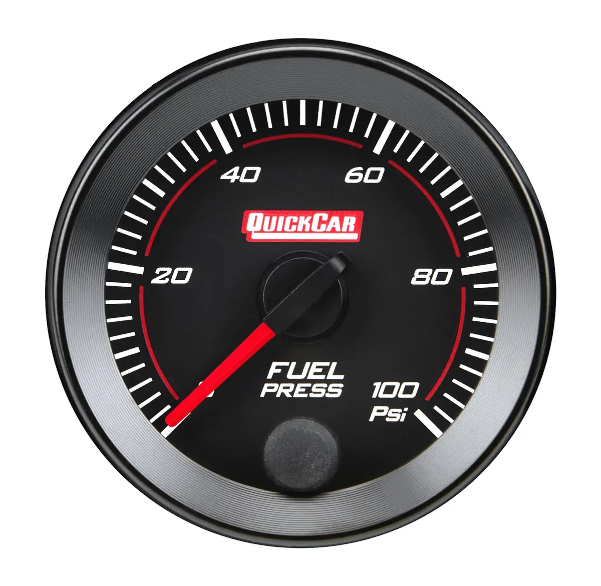 Quickcar Redline Fuel Pressure Gauge - 0-100 Psi - Full Sweep - 2-1/16 In Diameter - Black Face 1