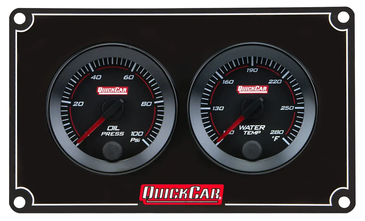 Quickcar Redline Gauge Panel Assembly - Op / Wt - 2-1/16 In Diameter - Black Panel / Black Face 1