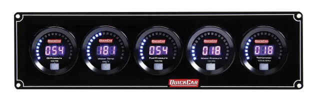 Quickcar Digital Series Gauge Panel Assembly - Op / Wt / Fp / Wp / Tach - Black Panel / Black Face 1