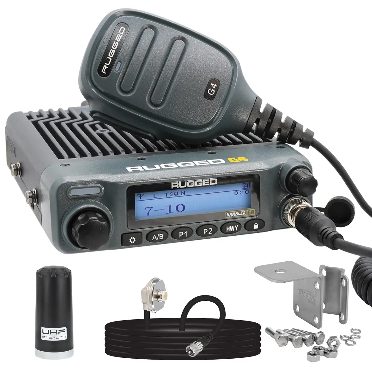 Rugged Radios Rambler G4 Gmrs Band Mobile Radio Kit Lite W/ Stealth Antenna 1