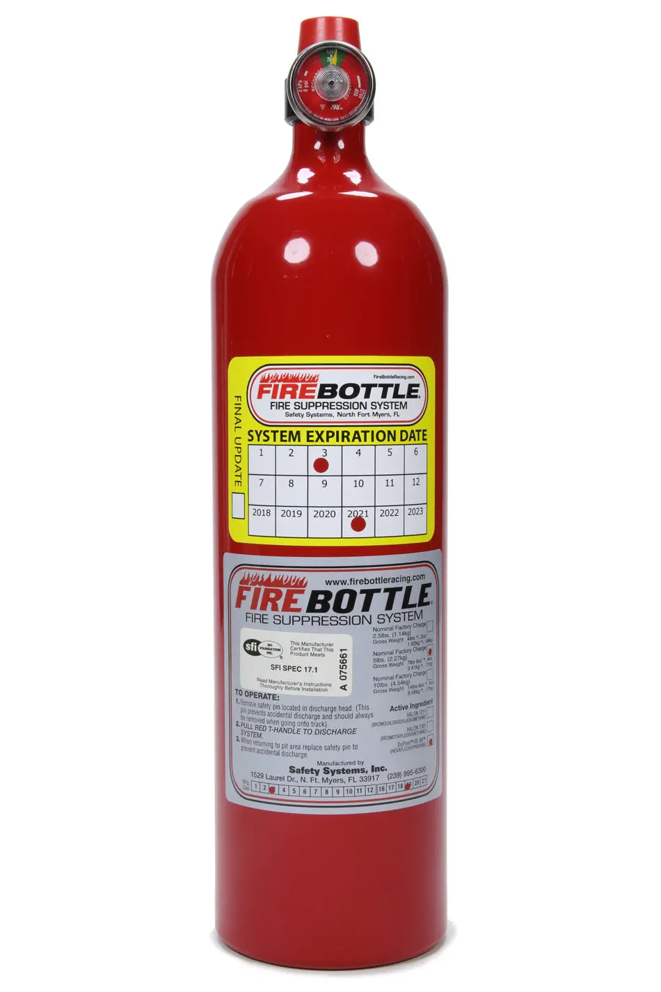 Firebottle Fire Extinguisher Bottle - Novec 1230 - Fe-36 - 5.0 Lb Bottle 1