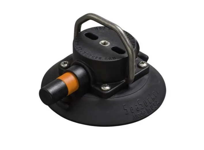 Seasucker Wall Mount Stainless D-Ring Tie Down Hanger - Suction Cup Mount - Black 1
