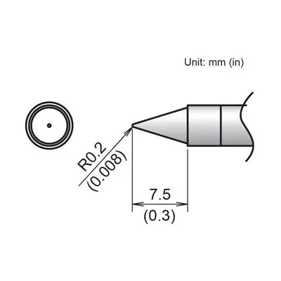 Tip For Hakko Fx971 Soldering Station, Conical R0.2 X 7.5Mm (T39-B02) 1