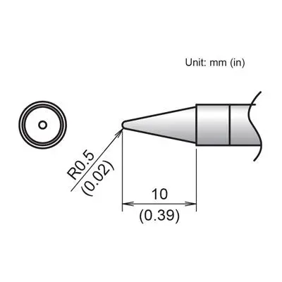 Tip For Hakko Fx971 Soldering Station, Conical R0.5 X 10Mm (T39-B05) 1