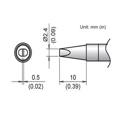 Tip For Hakko Fx971 Soldering Station, Chisel 2.4 X 10Mm (T39-D24) 1