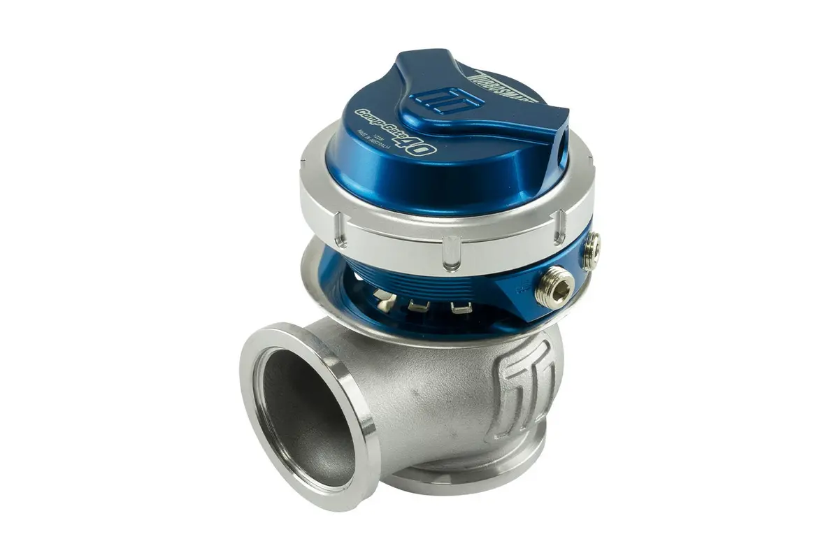 Turbosmart Compgate40 Wastegate - Electronic - 14 Psi Spring - 40 Mm Diameter - Blue / Clear 1