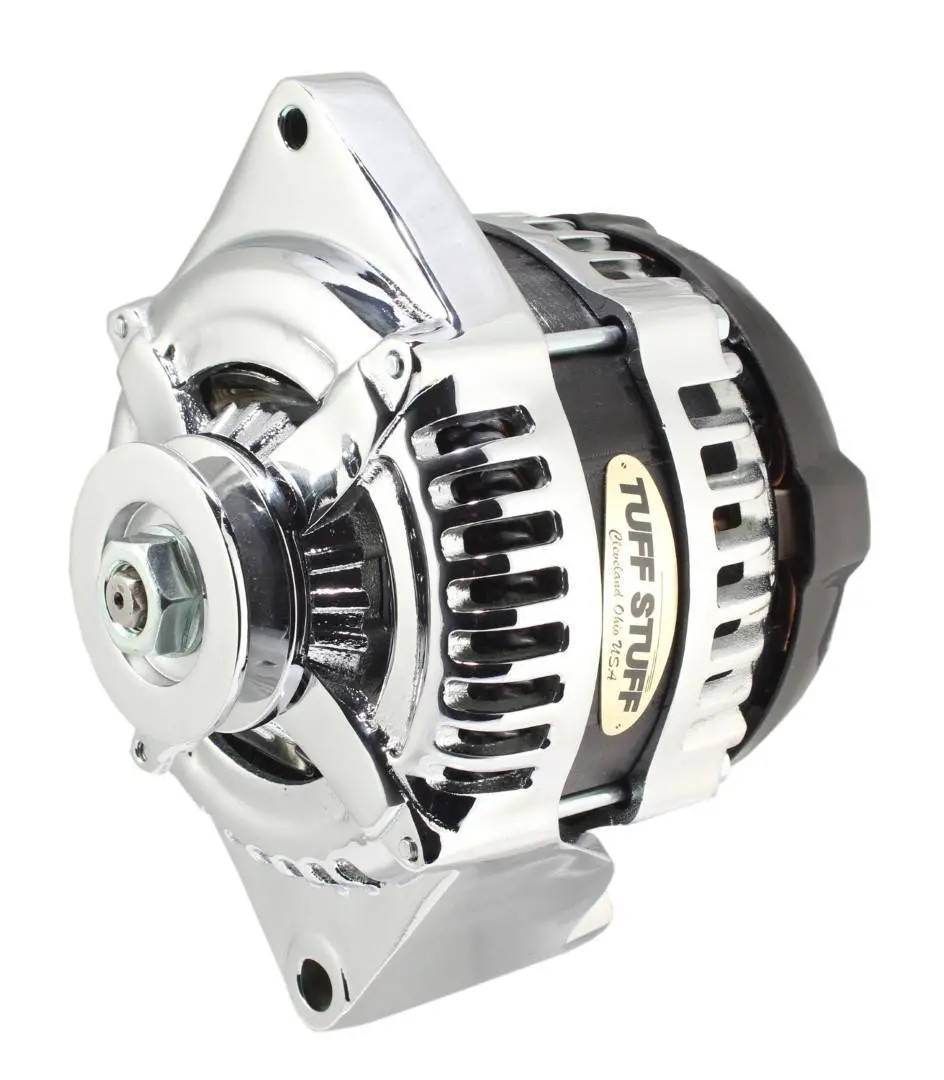 Tuff-Stuff 225 Max Amp 1-Wire Alternator W/ Single V-Belt Pulley - Chrome - Ford 1