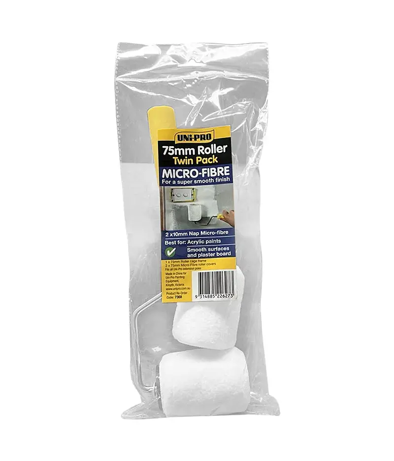 Uni-Pro 75Mm Microfibre Roller Set 10Mm Nap - Twin Pack 1