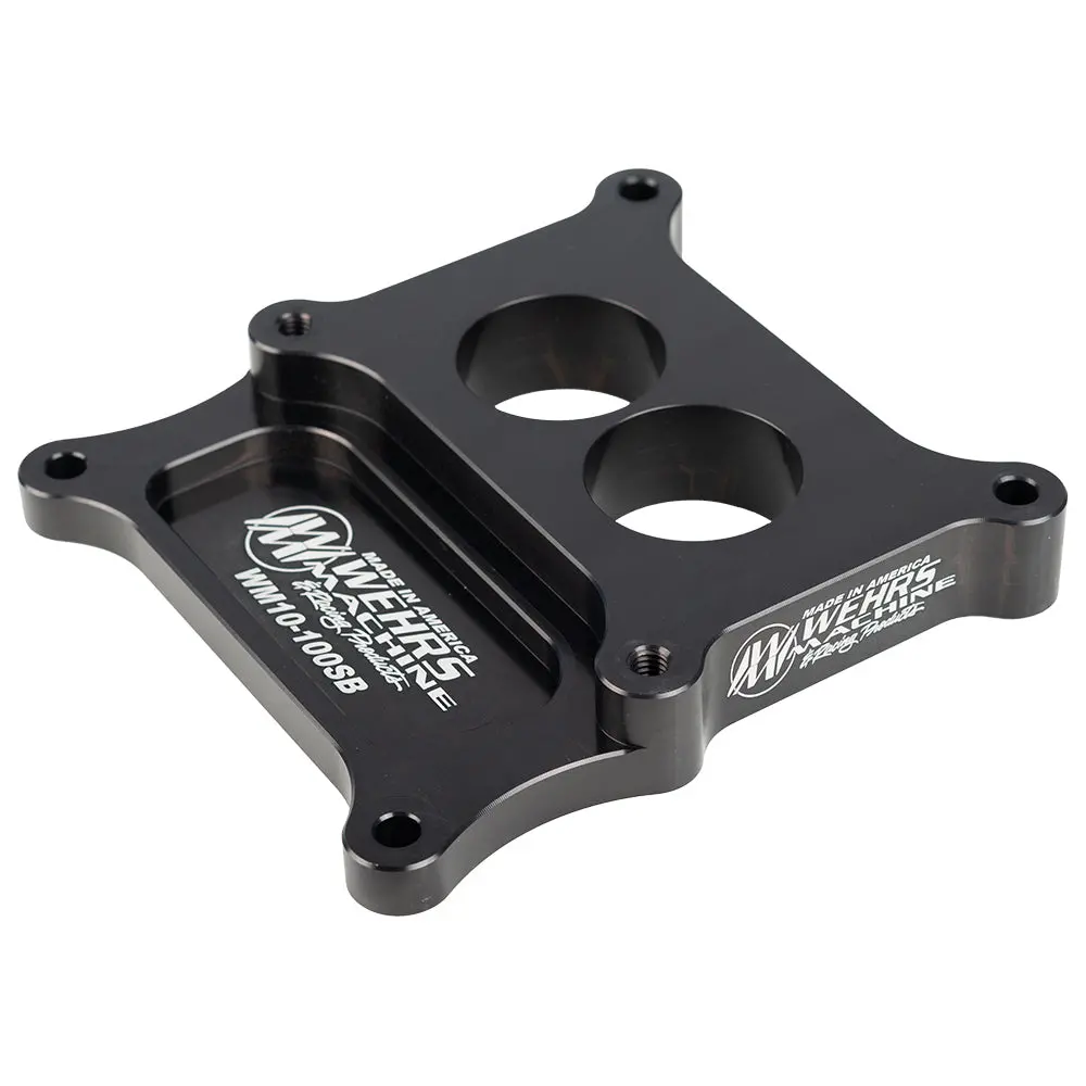 Wehrs Machine Holley 2-Barrel To Square Bore Carburetor Adapter - 1 In Thick - 2 Hole - Holley 2-Barrel To Square Bore - Black 1