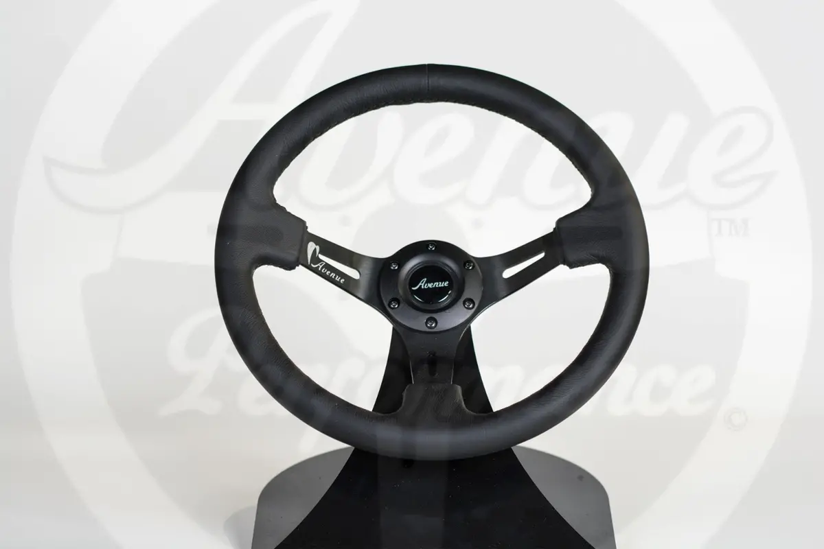 Avenue Black Leather/ Black Stitch/ Black Spokes Steering Wheel 1