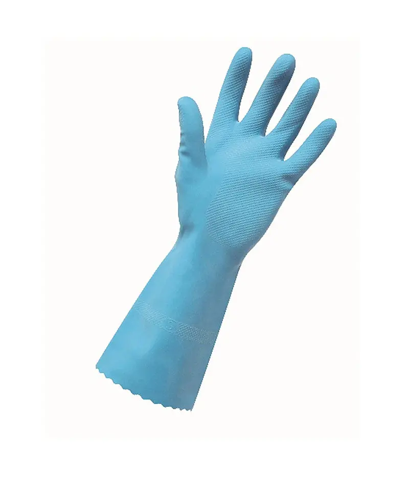 Edco Merrishine Silver Lined Rubber Blue Gloves - 12 Pairs 1