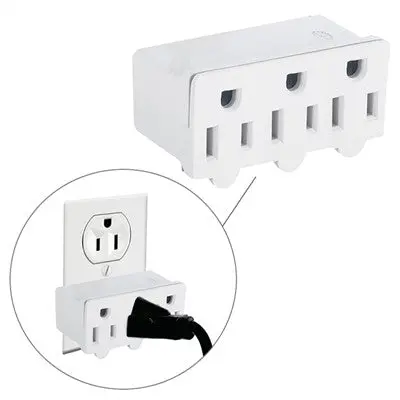 3 Outlet Wall Tap - 3 Wire Grounded, White (El542) 1