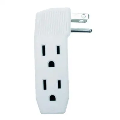 3 Outlet Space Saving Wall Tap - 3 Wire Grounded, White (El676) 1