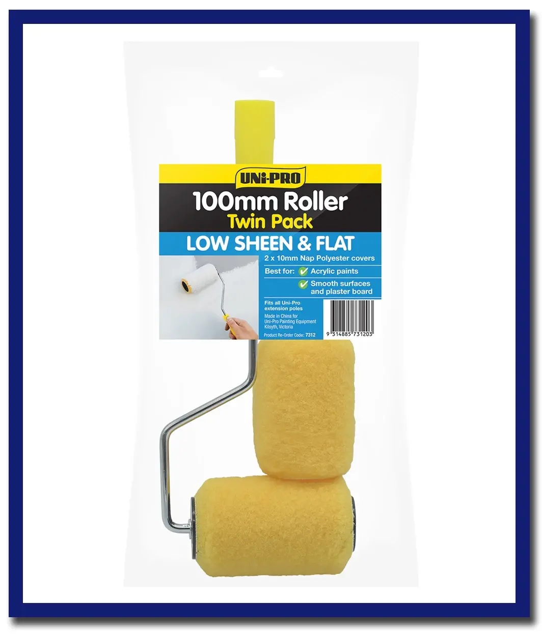 Uni-Pro 100Mm Frame & Acrylic Roller 10Mm Nap - Twin Pack 1