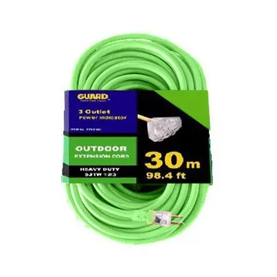Heavy Duty Extension Cord W/ 3-Outlet Fan-Tail Tap - 12/3, Green, 30M (Ftg31003) 1