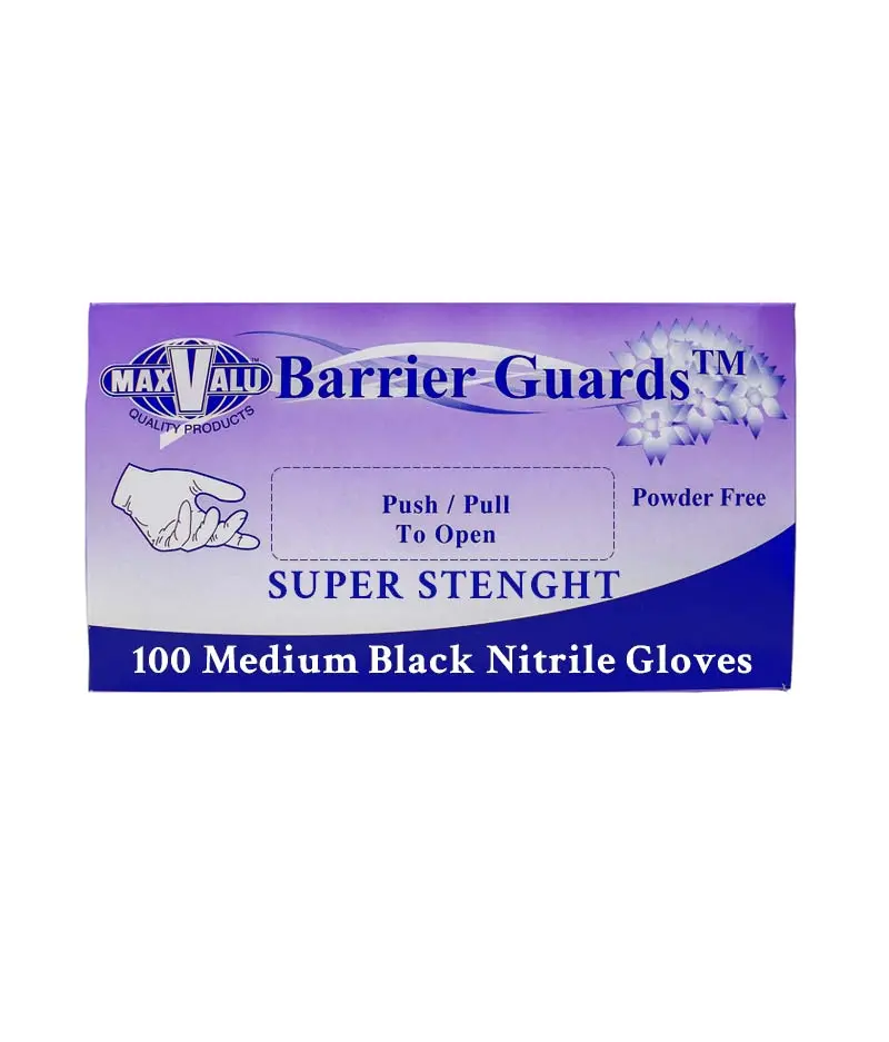 Maxvalu Black Powder Free Nitrile Gloves - 100 Pcs Per Box 1