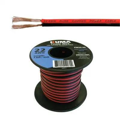 Low Voltage Dc Power Cable, 22Awg, 25Ft Roll (Pw22-25) 1