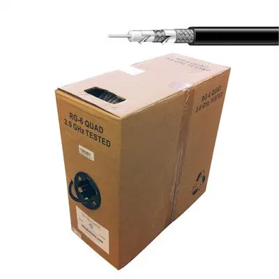 Rg6 Quad Shielded Coax Cable, 1000Ft Black (Rg6q-1000-Blk) 1