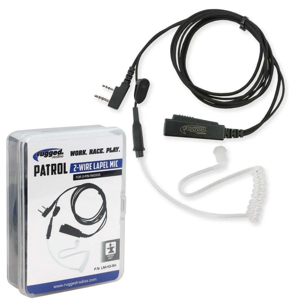 2-Wire Lapel Mic With Acoustic Ear Tube For Rugged Handheld Radios 1