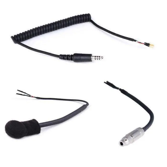 Unassembled Coil Cord Helmet Kit With Flex Boom Mic, 3.5Mm Earbud Jack & Plug 1