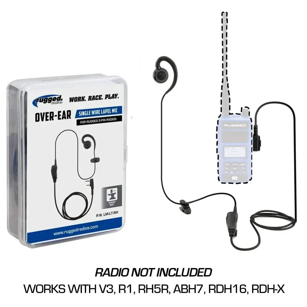 Single Wire Ear Hook Lapel Mic For Rugged Handheld Radios 1