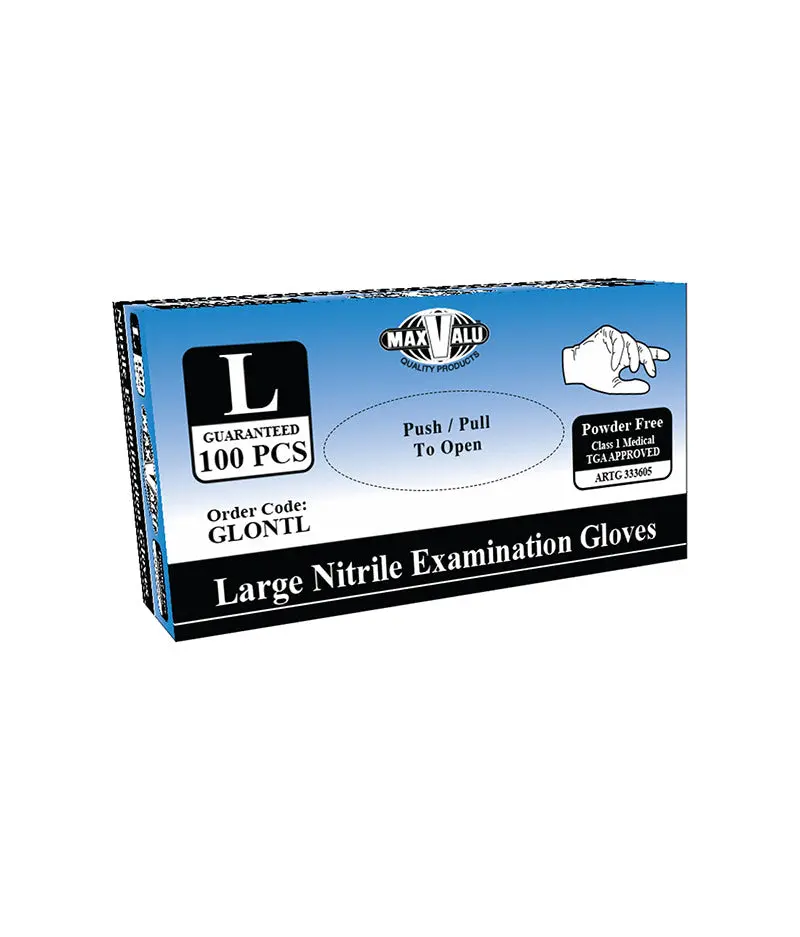 Maxvalu Blue Powder Free Nitrile Gloves (100 Per Box) - 10 Box 1