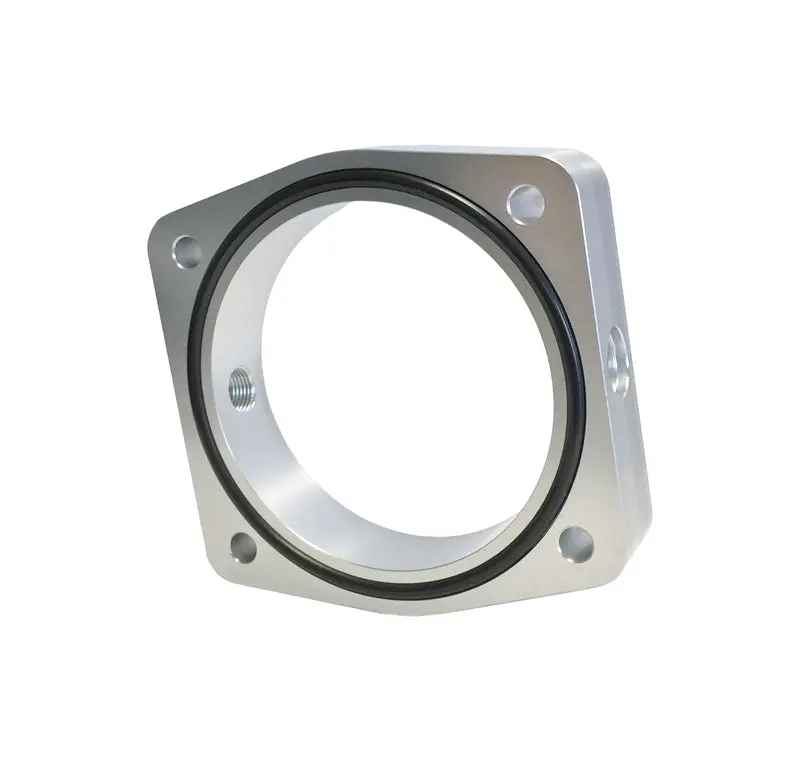 Torque Solution Silver Throttle Body Spacer For 2003–2006 Nissan & Infiniti Vq35De Engines 1