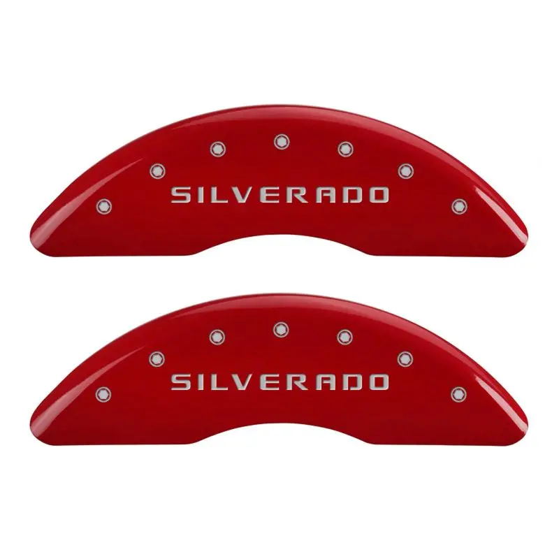 Mgp Engraved 4-Piston Caliper Covers – Front & Rear, Silverado Red Finish 1